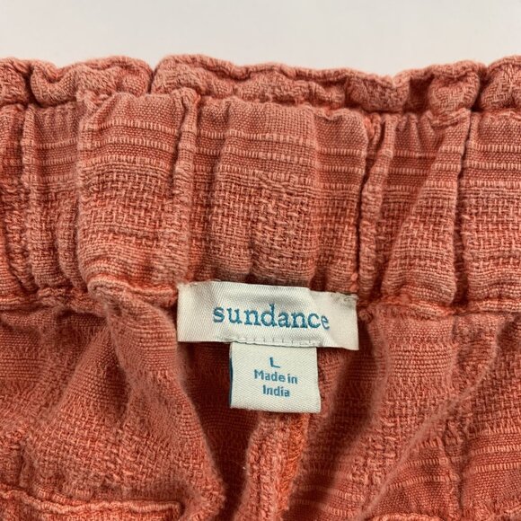 Sundance Washed Coral Textured Cotton Relaxed Leg Pants L - Picture 3 of 6